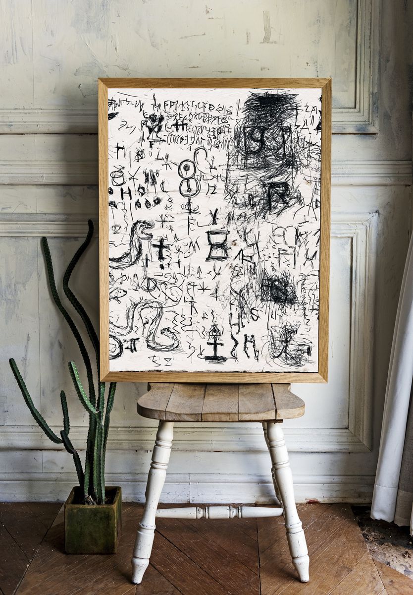 Abstract Scribble Symbols Poster. — room view 1