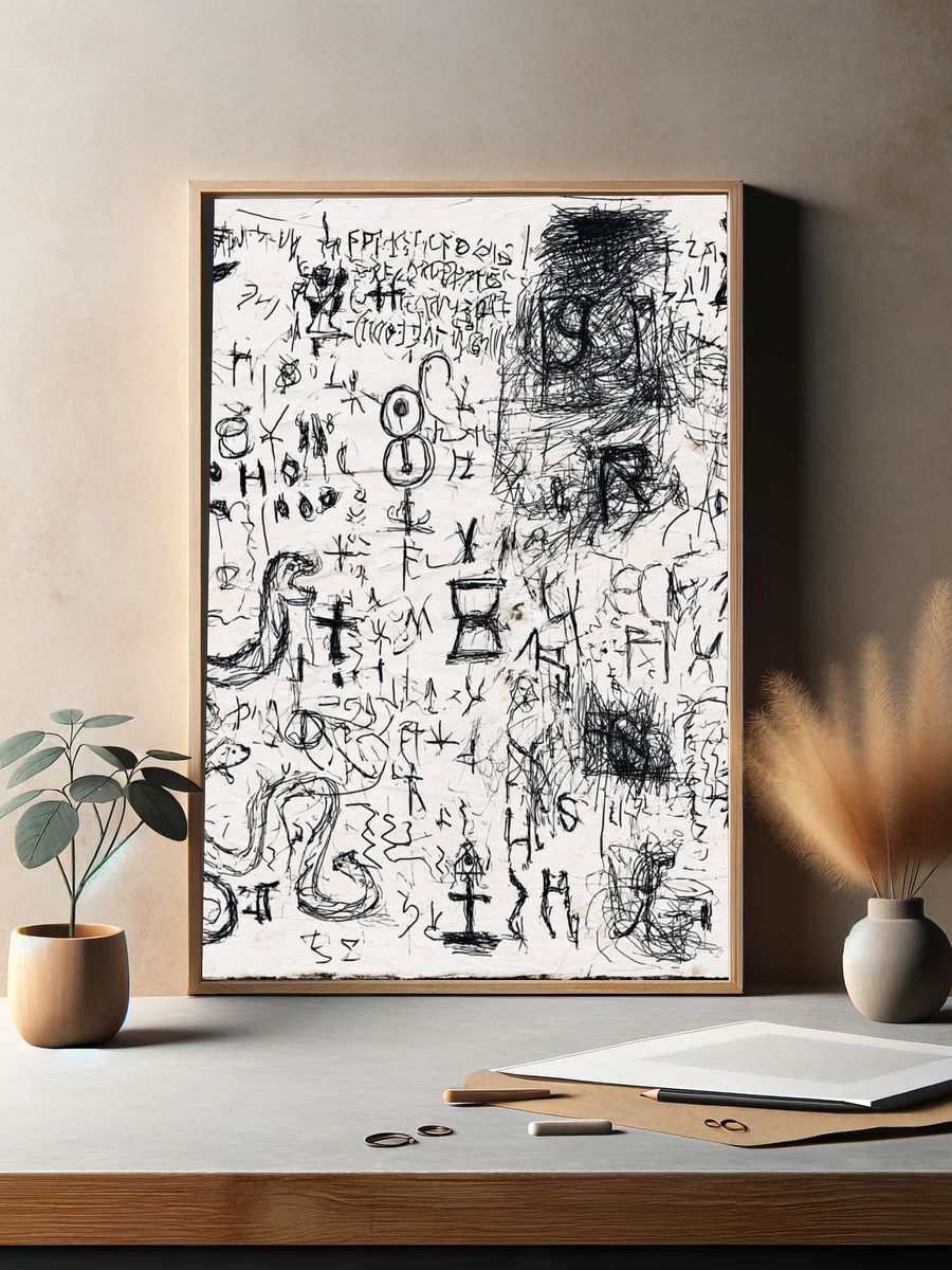 Abstract Scribble Symbols Poster. — room view 2