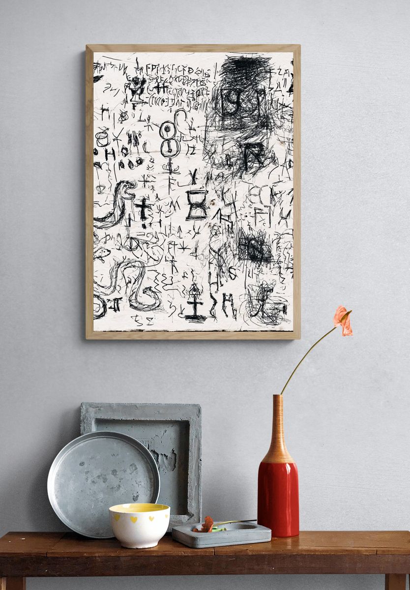Abstract Scribble Symbols Poster. — room view 3