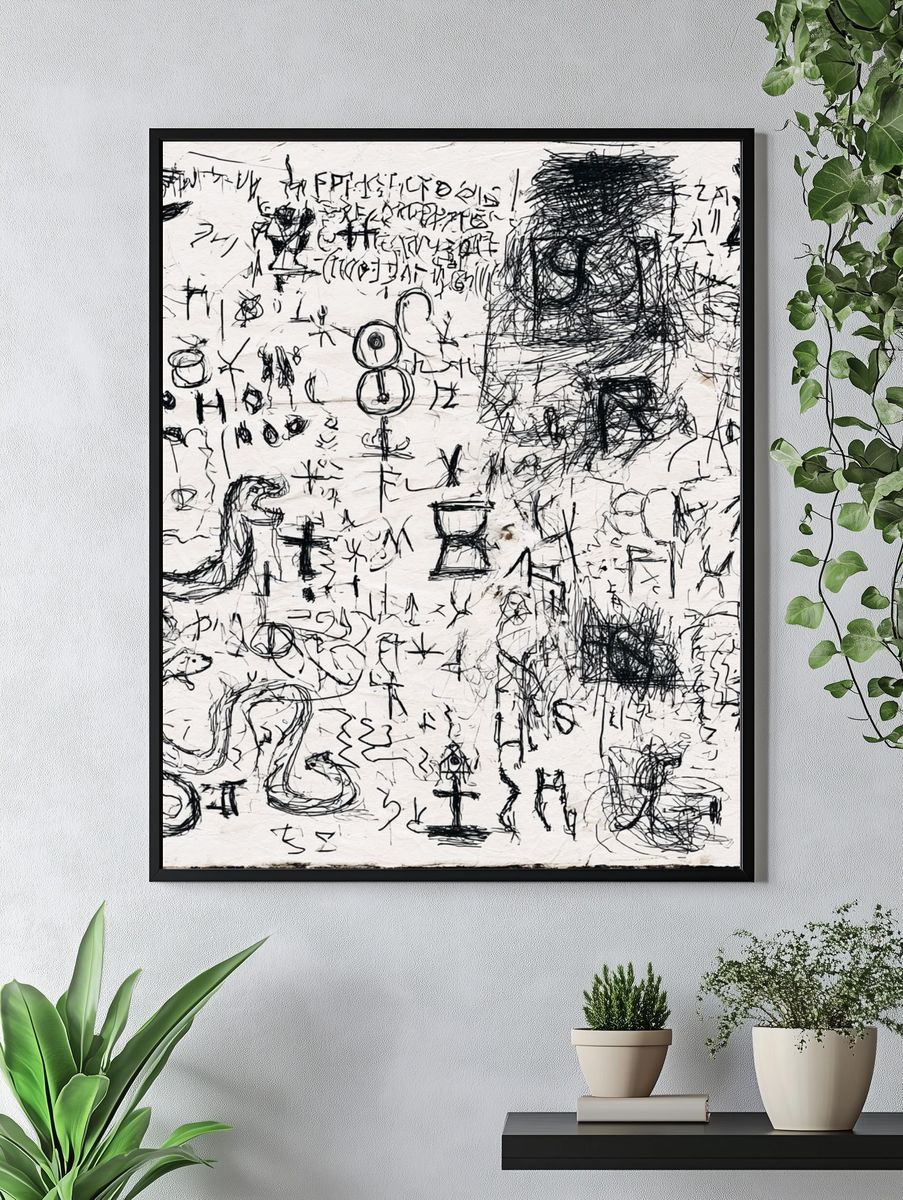 Abstract Scribble Symbols Poster. — room view 4