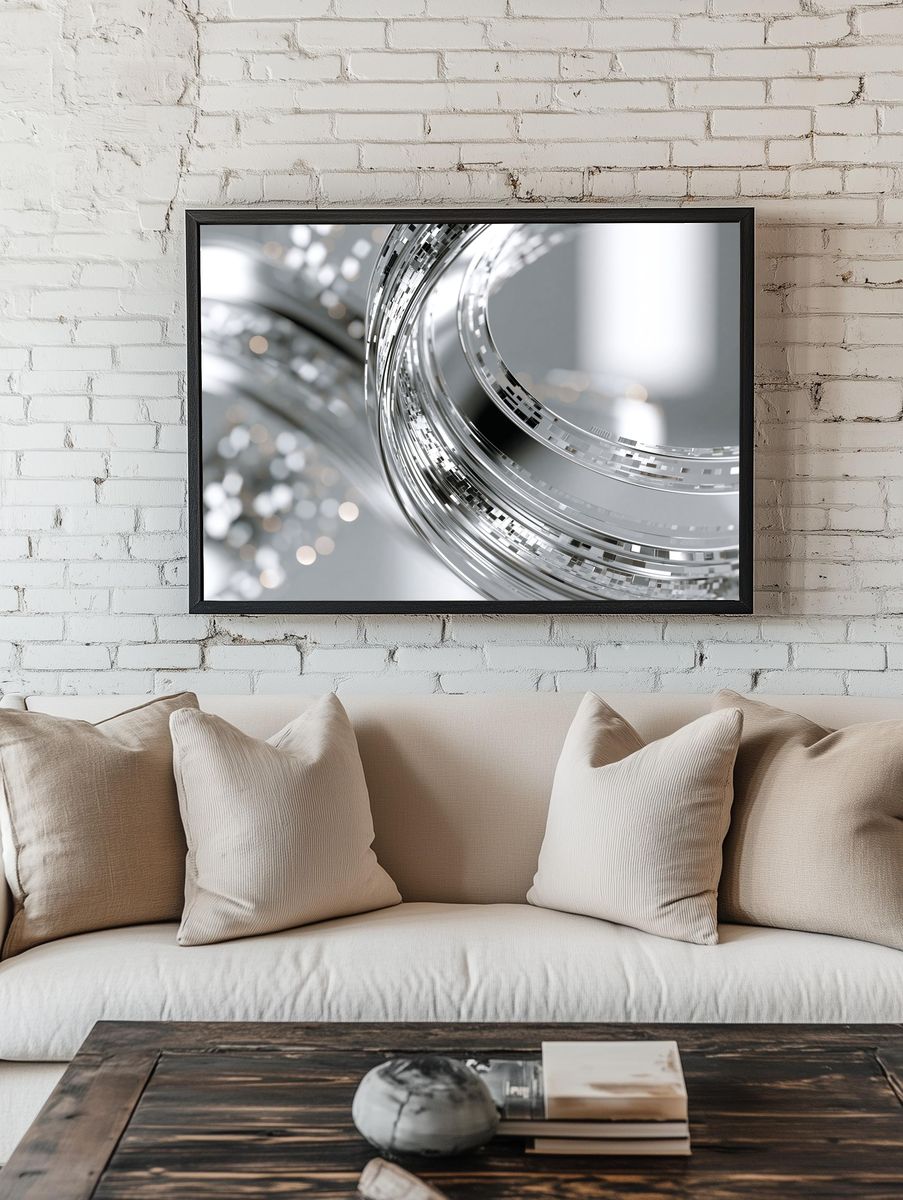 Silver Abstract Rings Poster. — room view 1