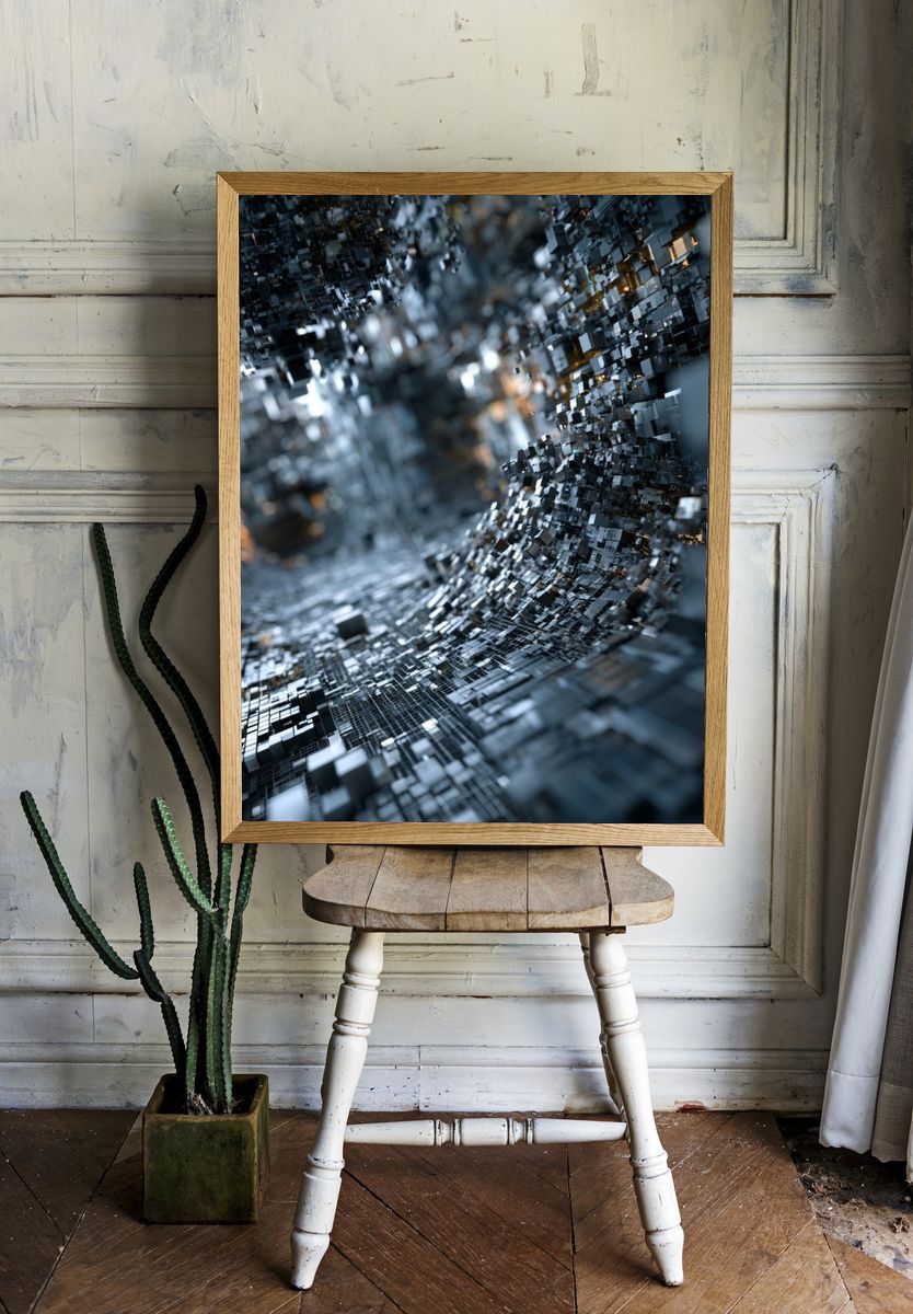 Chromatic Cube Tunnel Abstract Poster. room preview