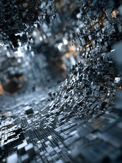 Chromatic Cube Tunnel Abstract Poster.