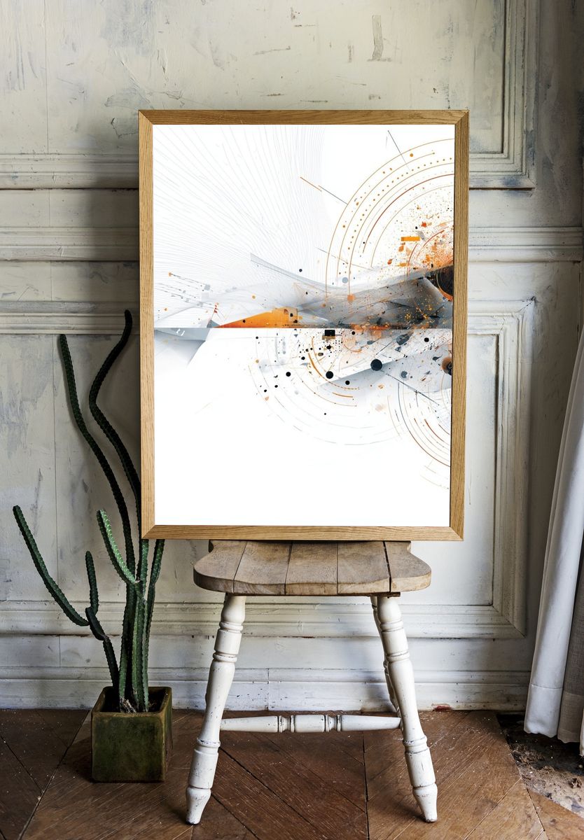 Orange Orbit Abstract Poster. — room view 1