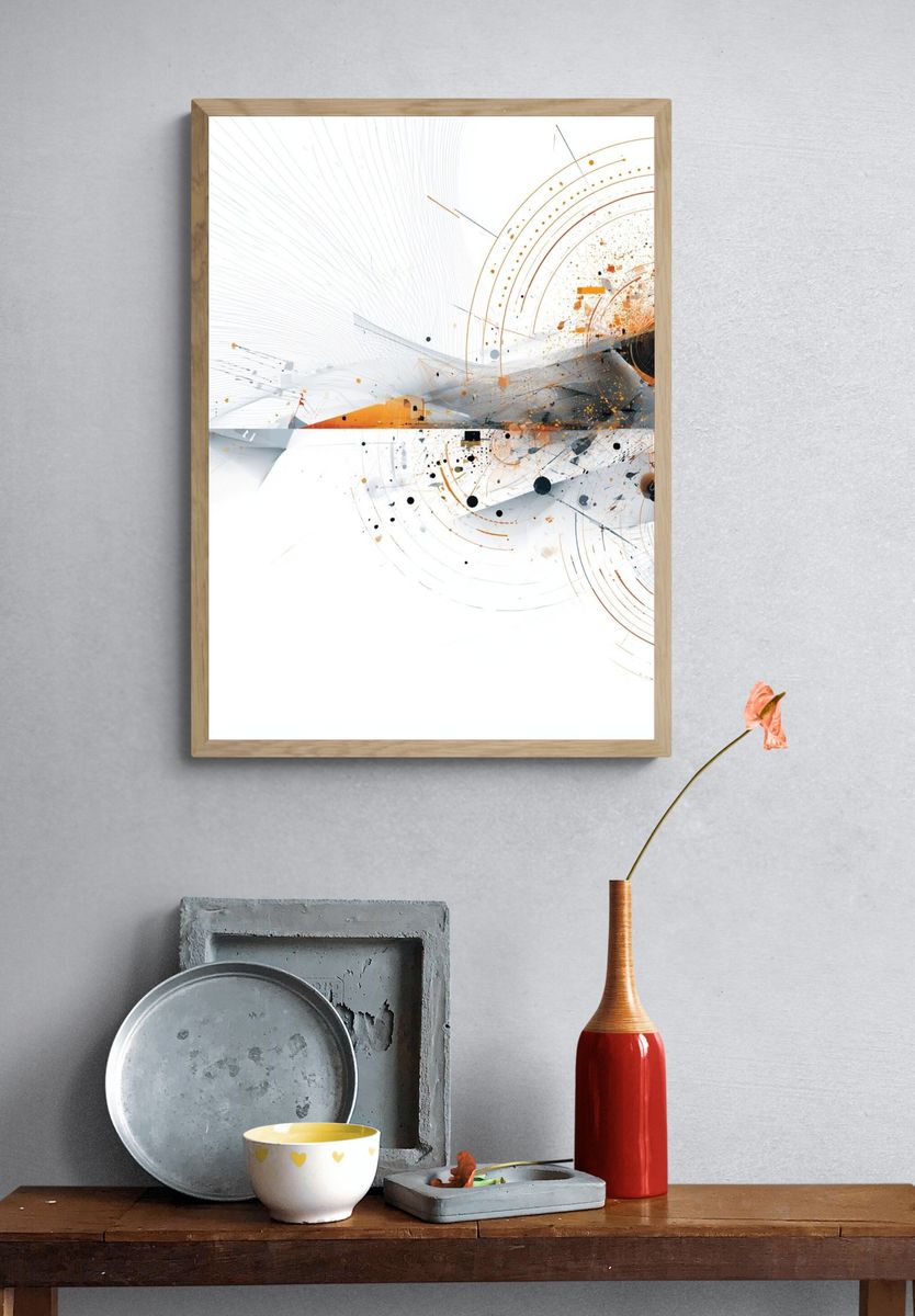 Orange Orbit Abstract Poster. — room view 3