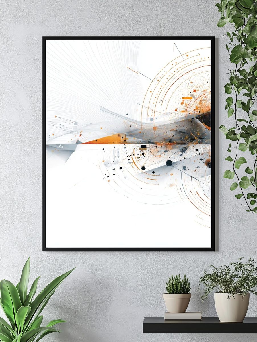 Orange Orbit Abstract Poster. — room view 4