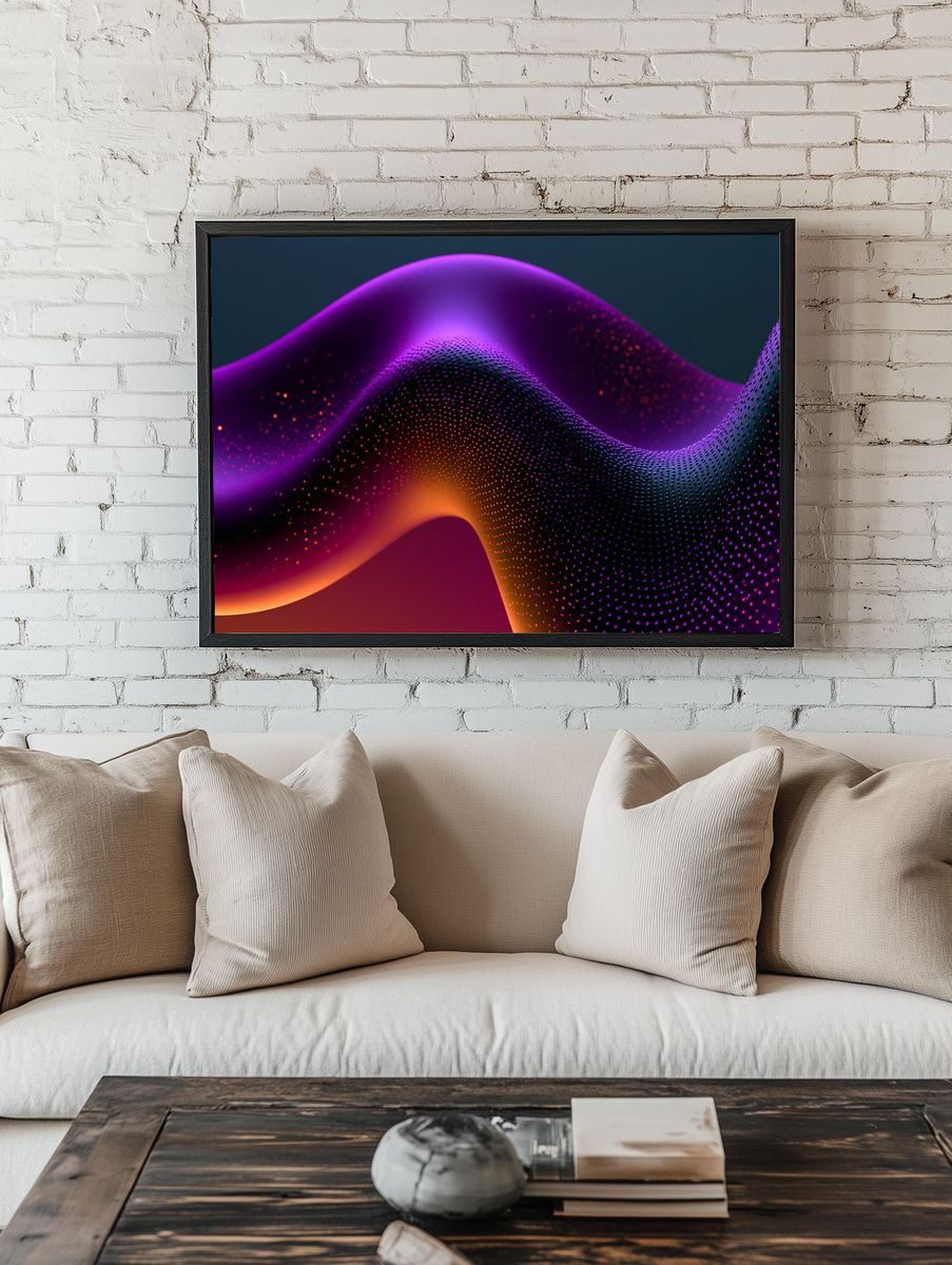 Neon Wave Abstract Poster. — room view 1