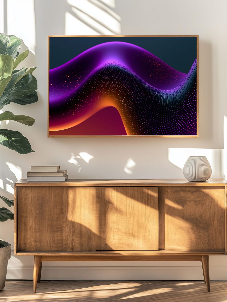 Neon Wave Abstract Poster. — room view 3