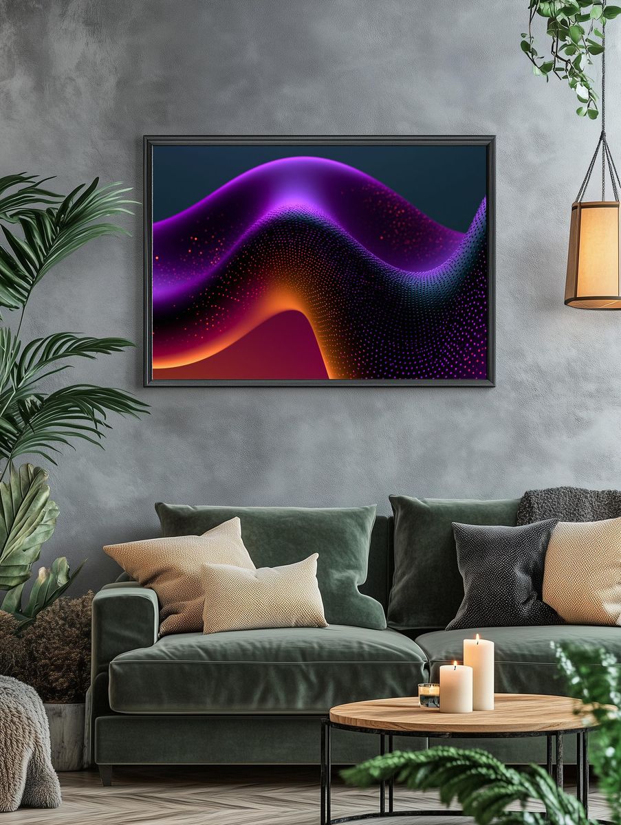 Neon Wave Abstract Poster. — room view 4