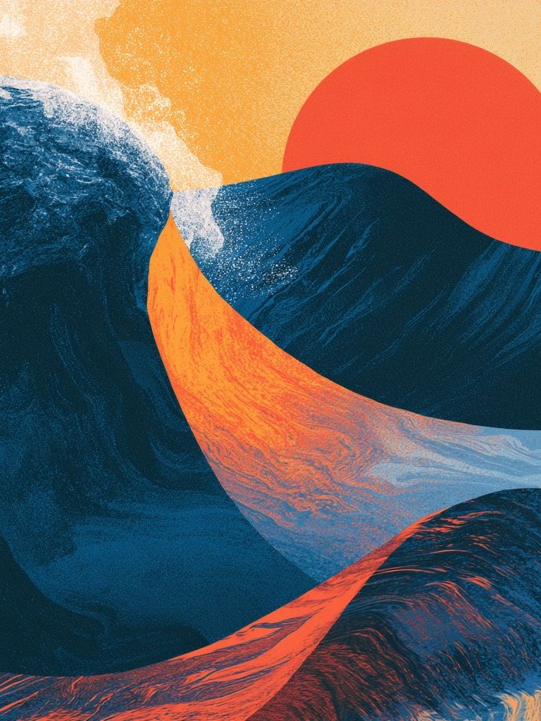 Sunset Waves Abstract Poster. poster detail