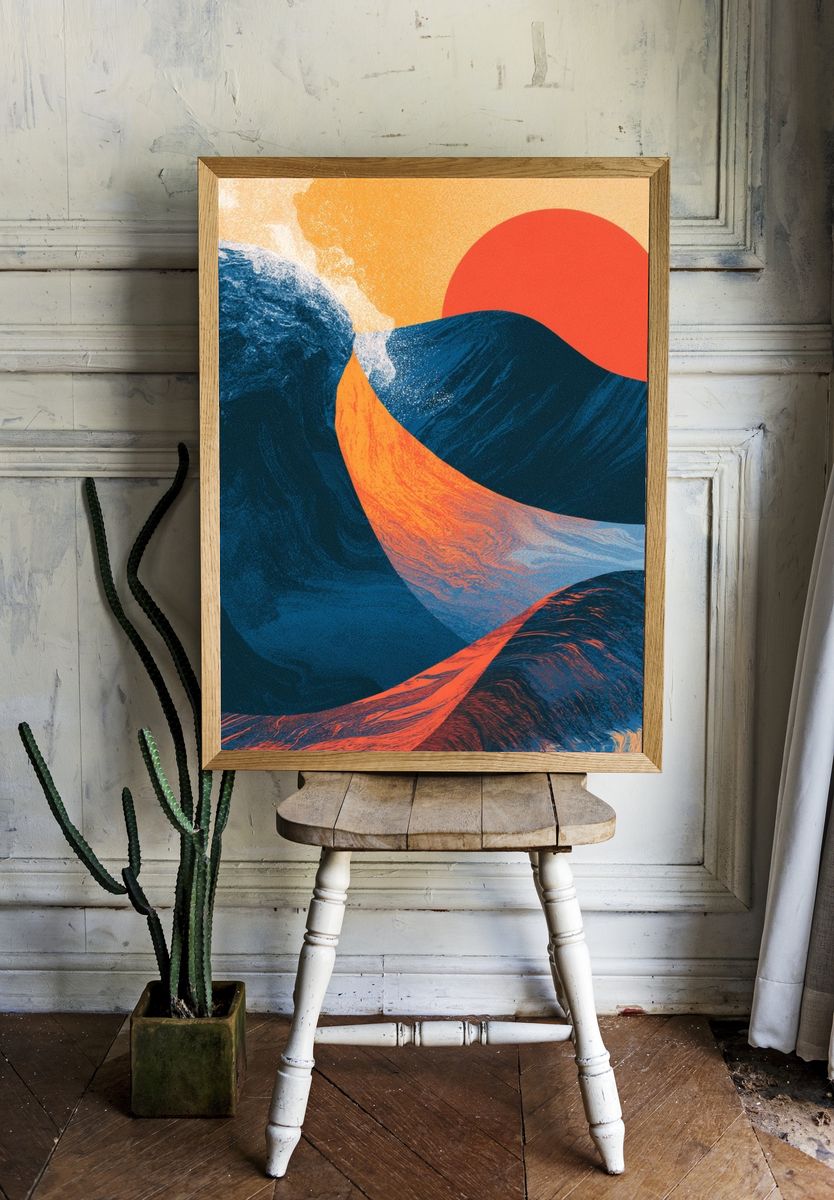 Sunset Waves Abstract Poster. — room view 1