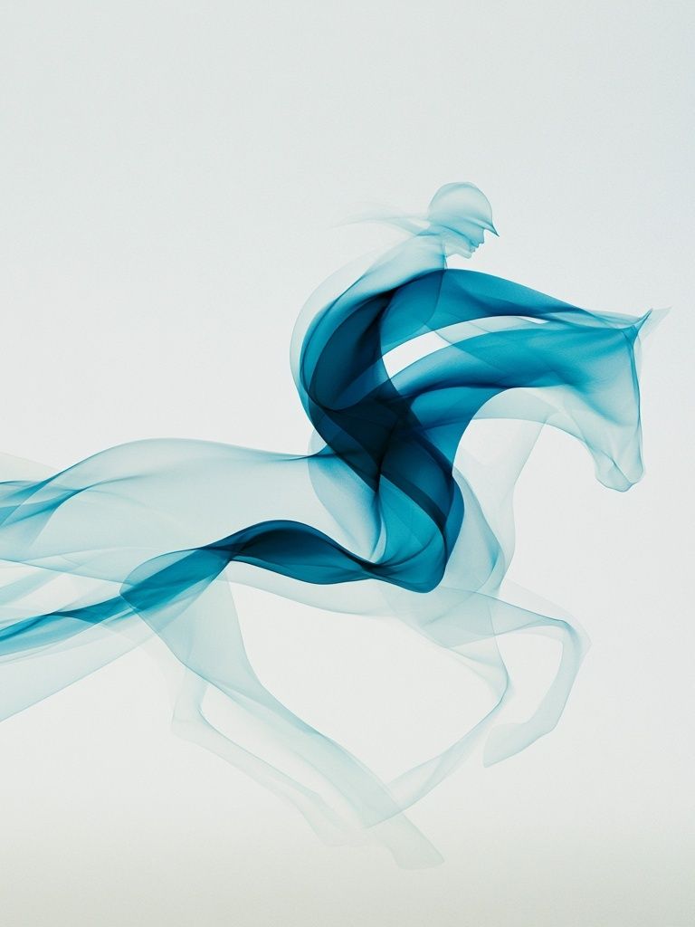 Blue Smoke Horse Abstract Print. poster detail