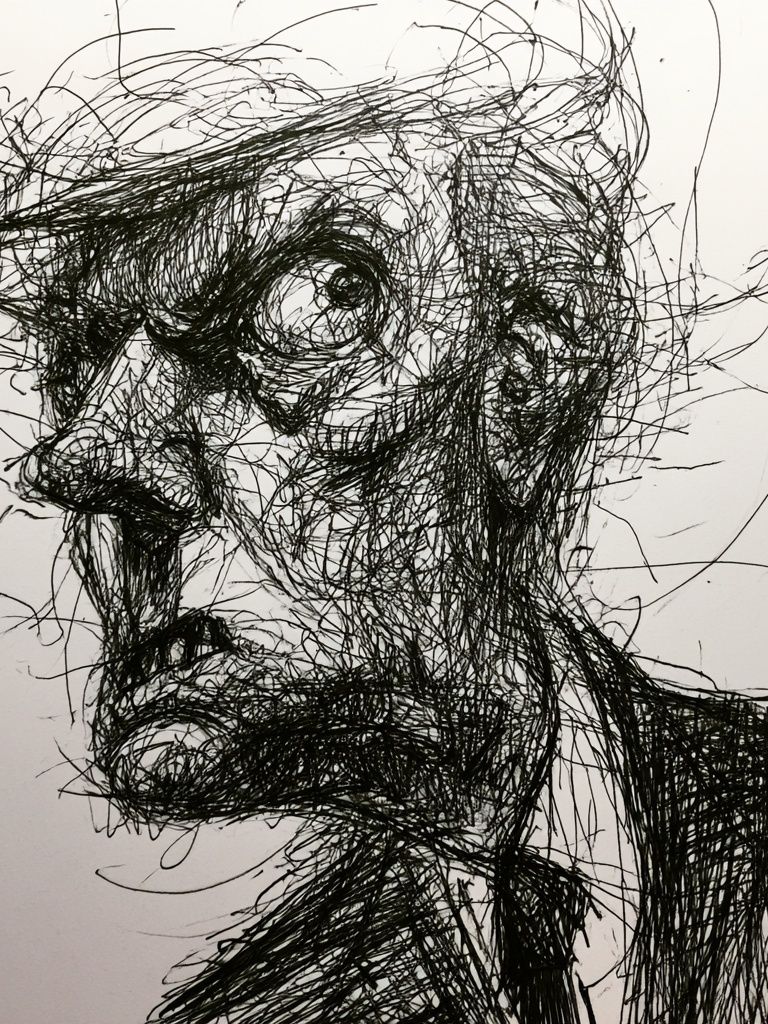 Abstract Scribble Face Print. poster — abstract art
