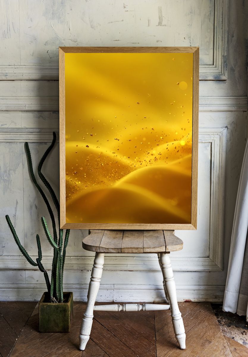 Golden Abstract Glow Poster. — room view 1