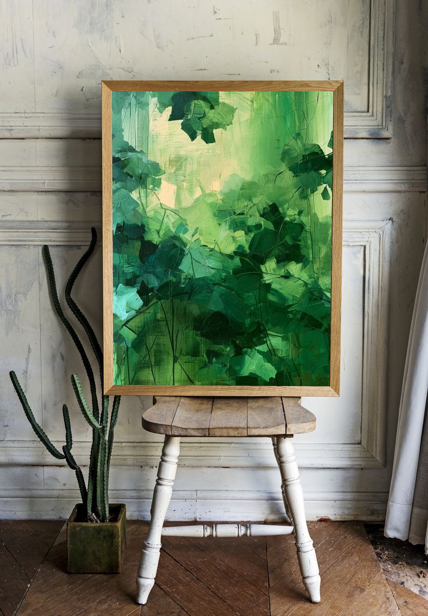 Verdant Canopy Abstract Poster. — room view 1