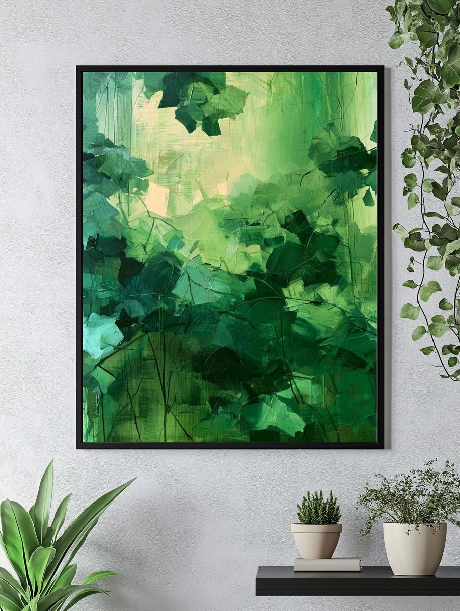 Verdant Canopy Abstract Poster. — room view 4