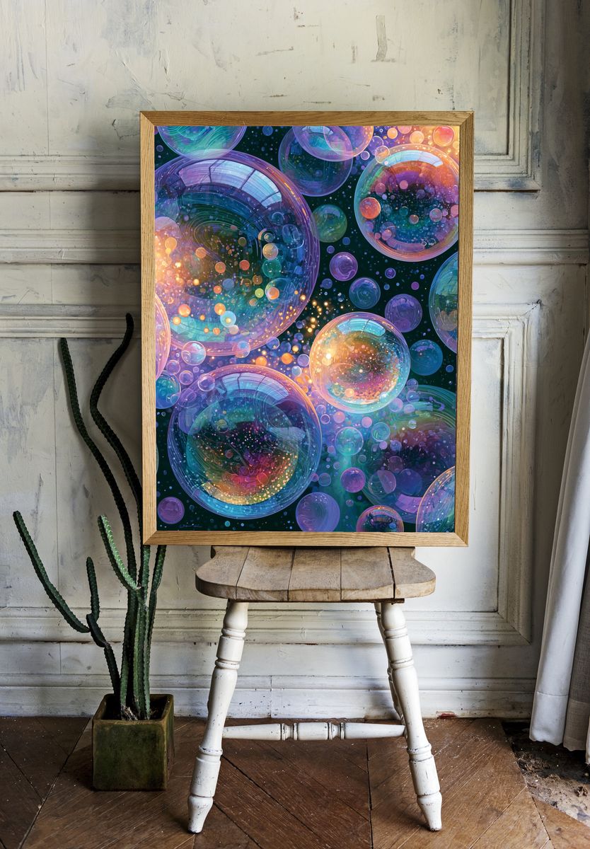 Cosmic Bubbles Abstract Poster. — room view 1
