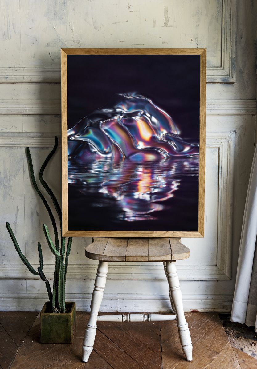 Iridescent Liquid Abstract Poster. room preview