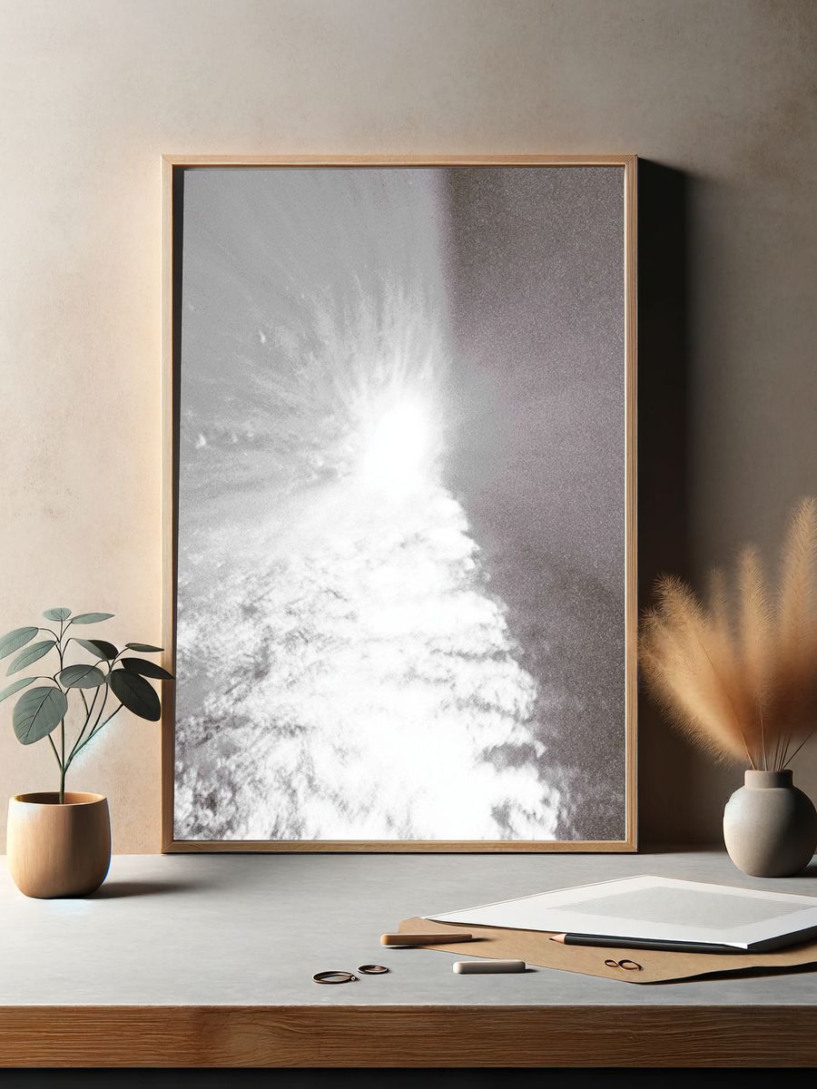 Silver Burst Abstract Print. — room view 2