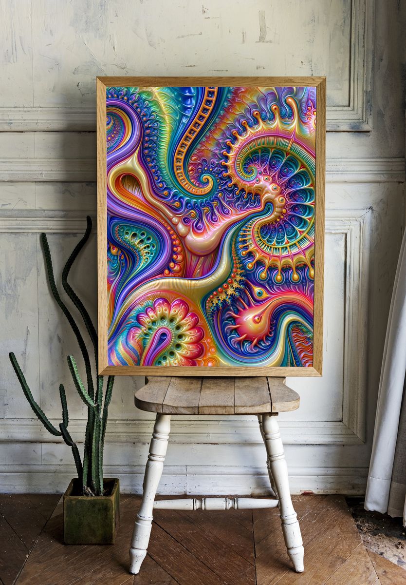 Psychedelic Paisley Abstract Poster. — room view 1