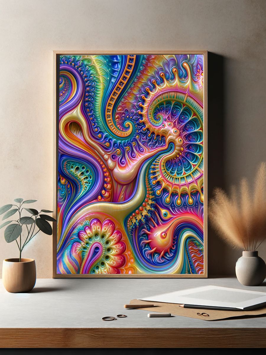 Psychedelic Paisley Abstract Poster. — room view 2