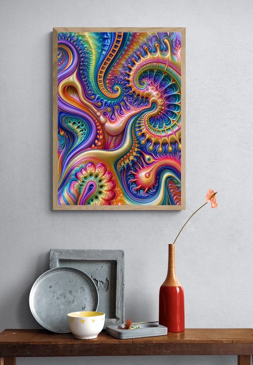 Psychedelic Paisley Abstract Poster. — room view 3