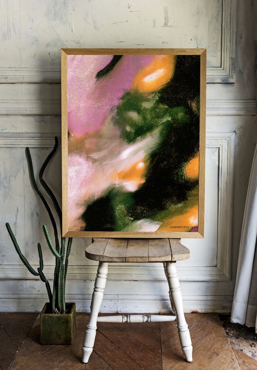 Abstract Floral Glow Poster. — room view 1