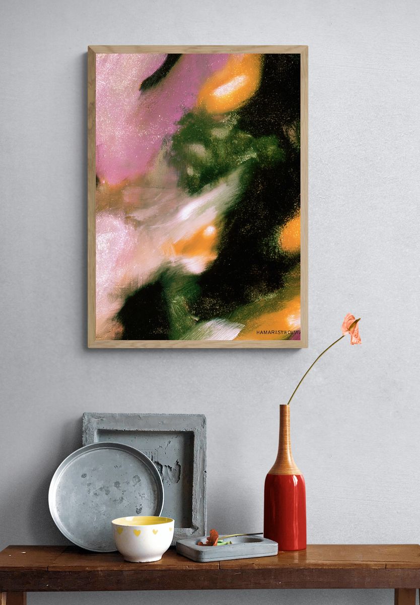 Abstract Floral Glow Poster. — room view 3