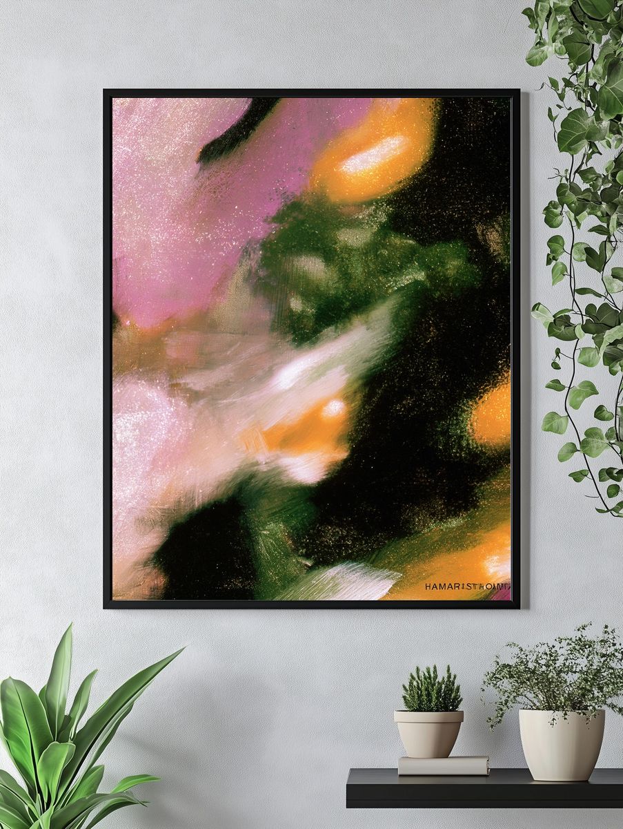 Abstract Floral Glow Poster. — room view 4