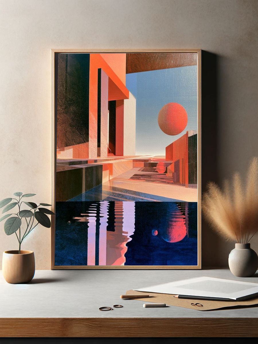 Surreal Geometric Landscape Print. — room view 2