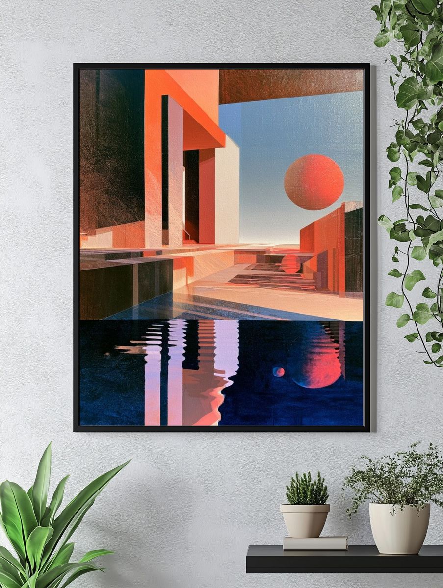 Surreal Geometric Landscape Print. — room view 4