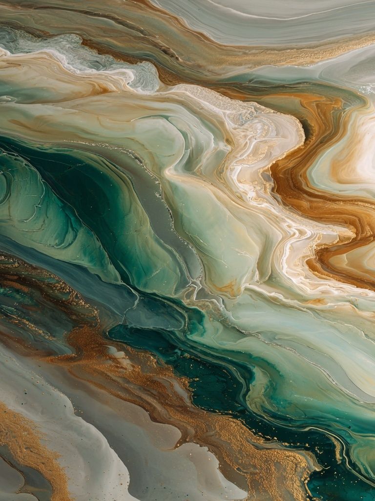 Emerald Marble Flow Abstract Poster. poster detail
