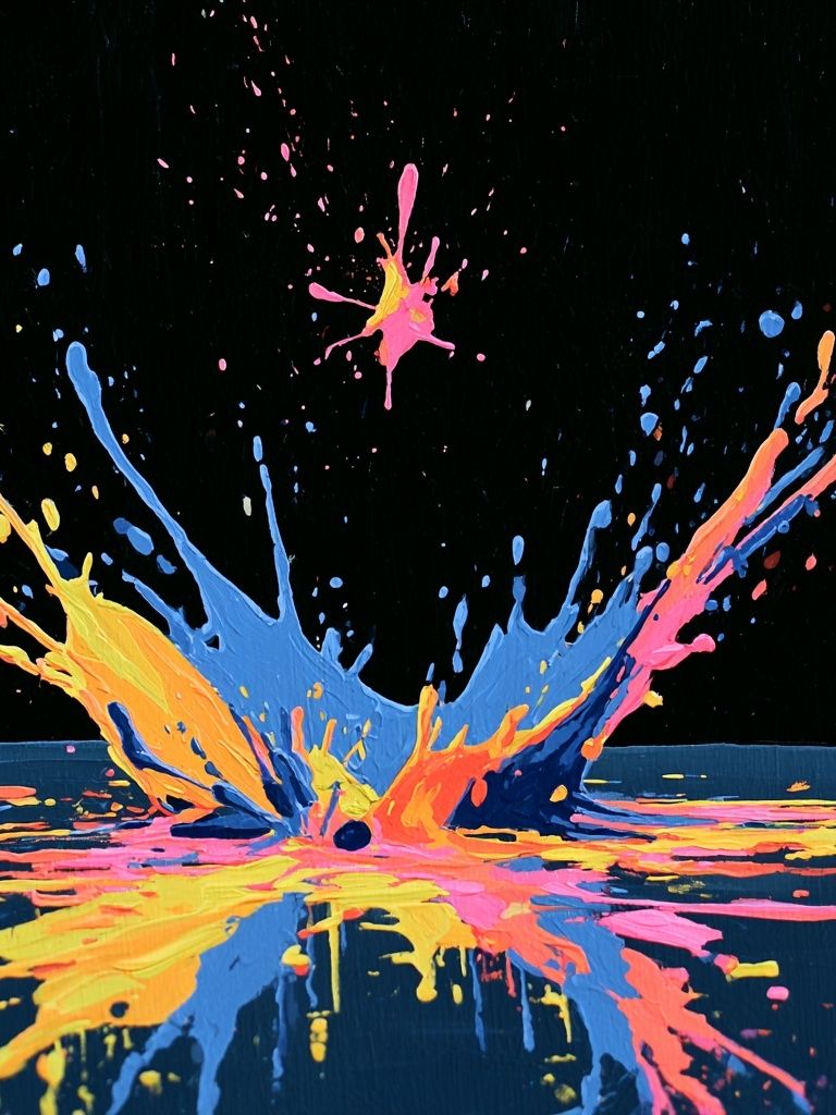 Neon Paint Splash Abstract Poster. poster — abstract art