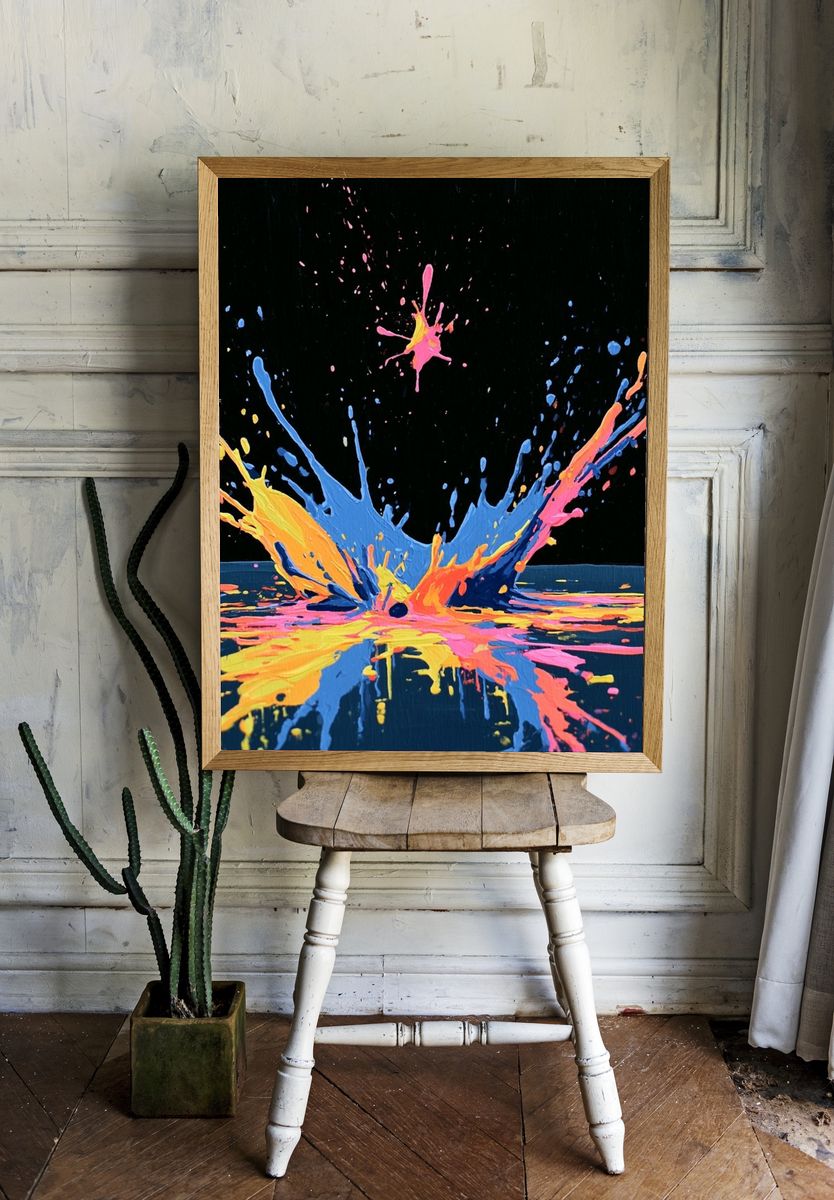 Neon Paint Splash Abstract Poster. room preview