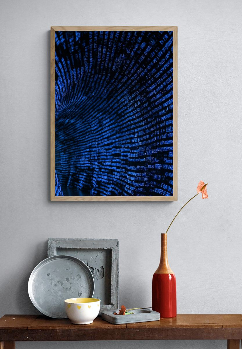 Blue Digital Tunnel Abstract Poster. — room view 3