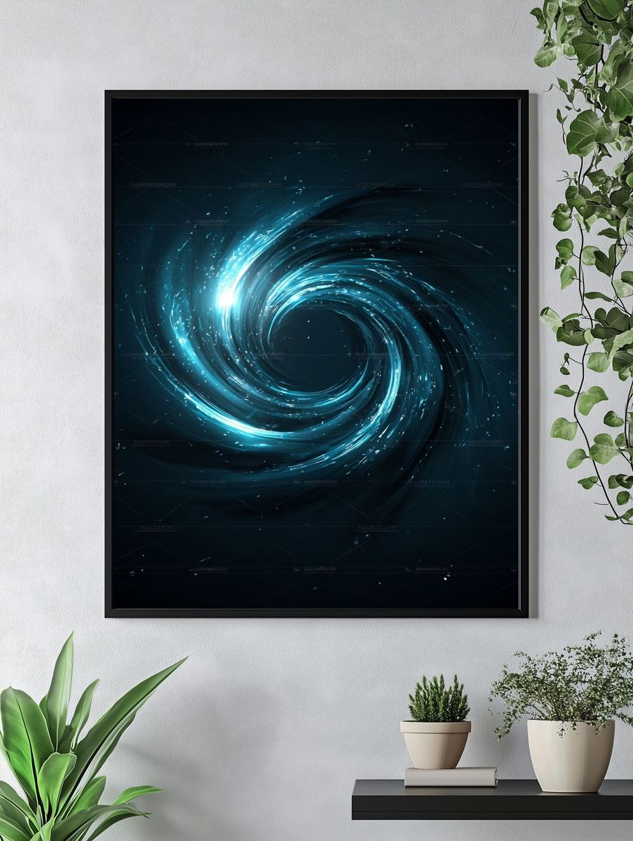 Blue Cosmic Spiral Abstract Poster. — room view 4