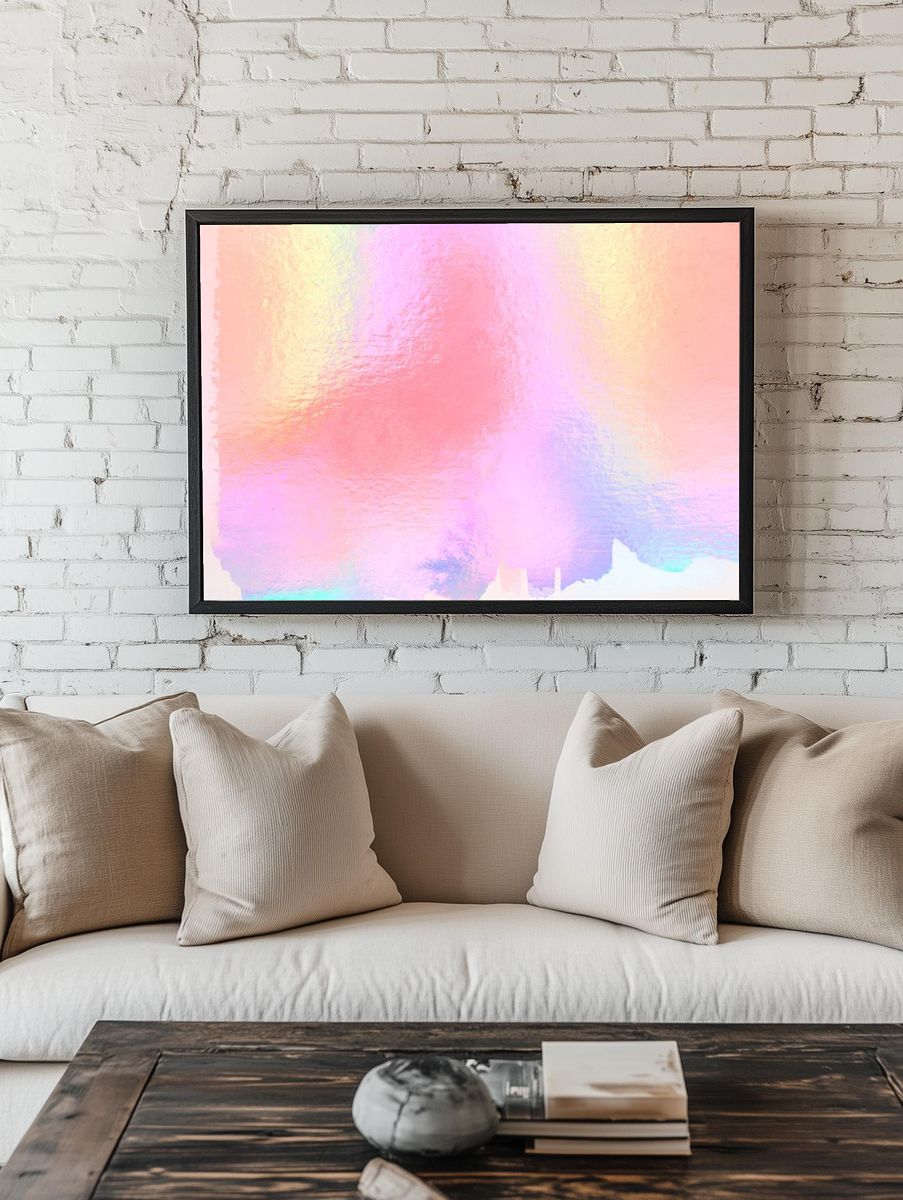 Colorful holographic shinny wallpaper background. room preview