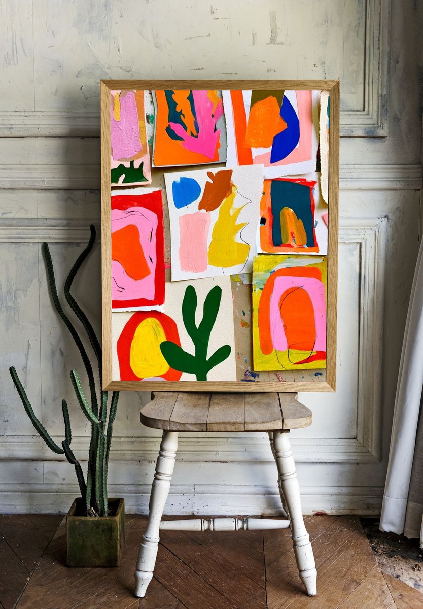 Colorful Abstract Collage Poster. room preview