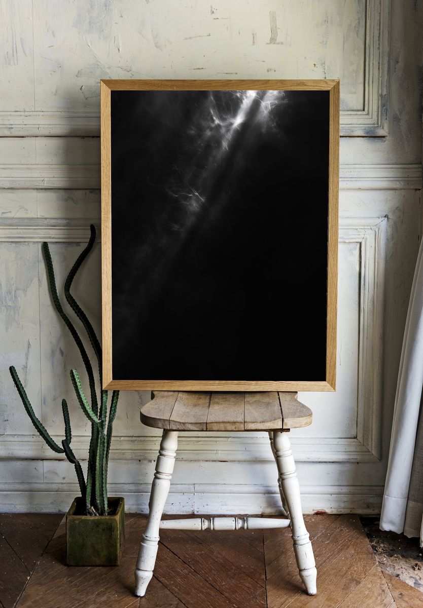 Monochrome Smoke Abstract Poster. room preview