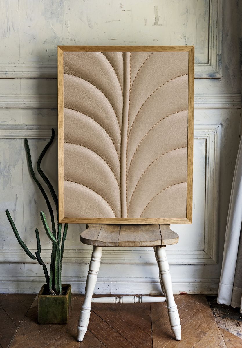 Beige Leather Texture Abstract Poster. — room view 1