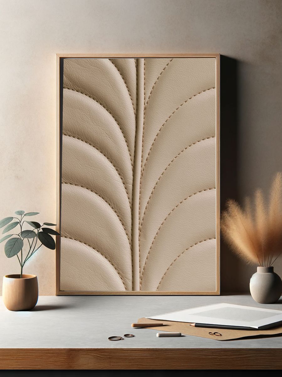 Beige Leather Texture Abstract Poster. — room view 2