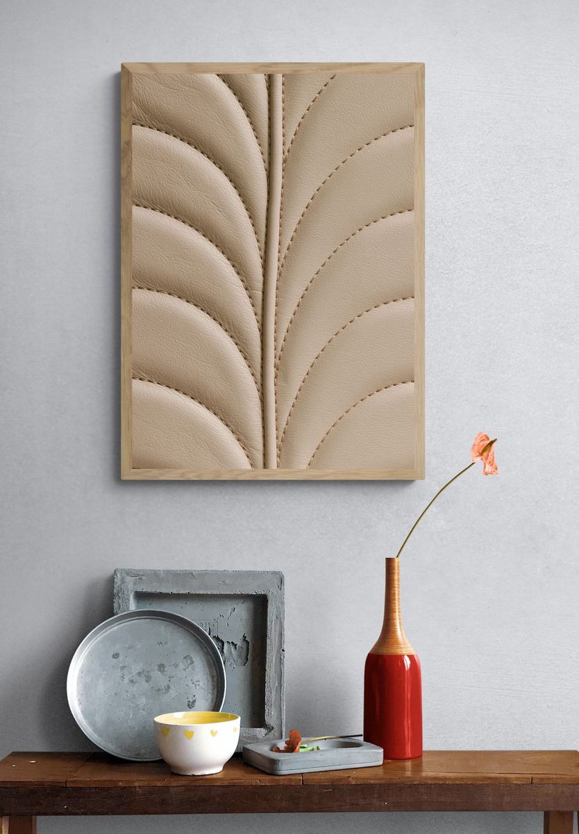 Beige Leather Texture Abstract Poster. — room view 3