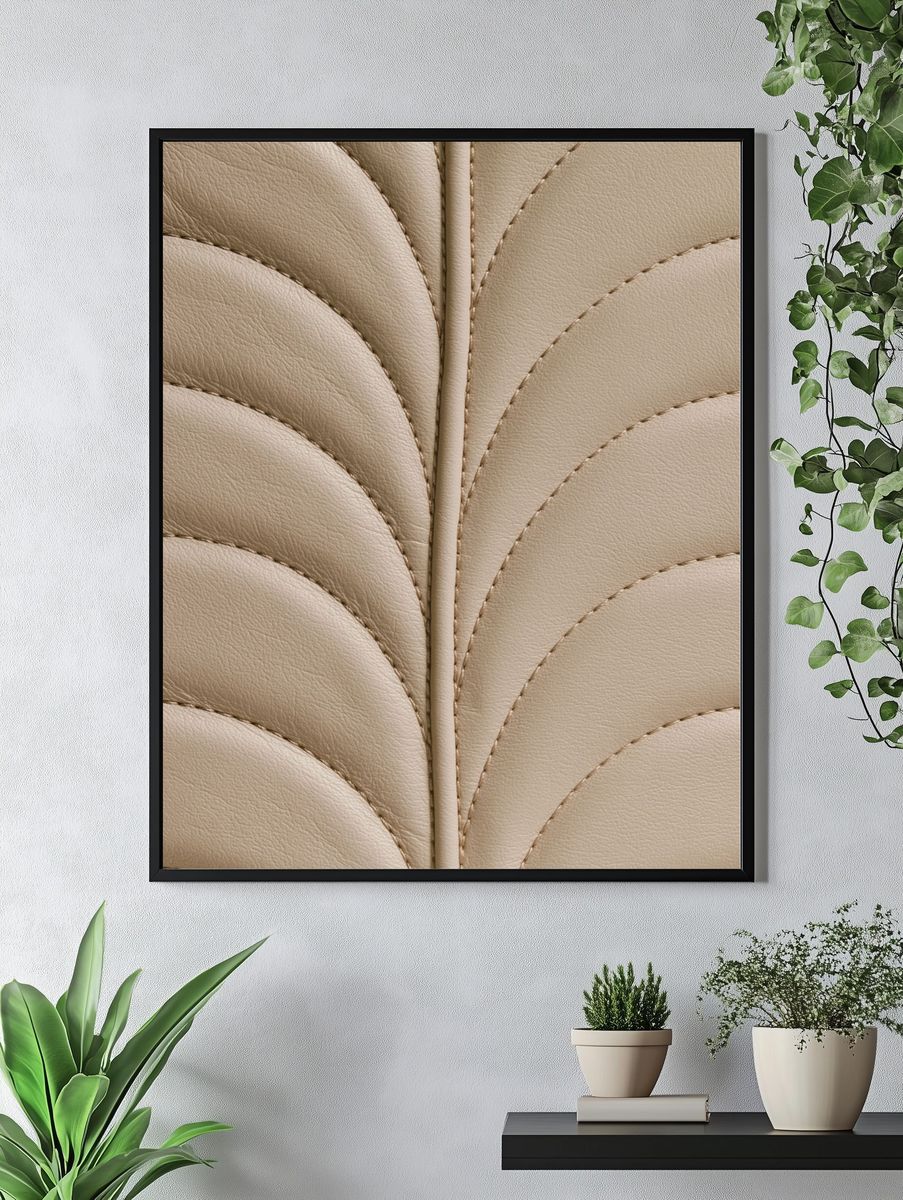 Beige Leather Texture Abstract Poster. — room view 4