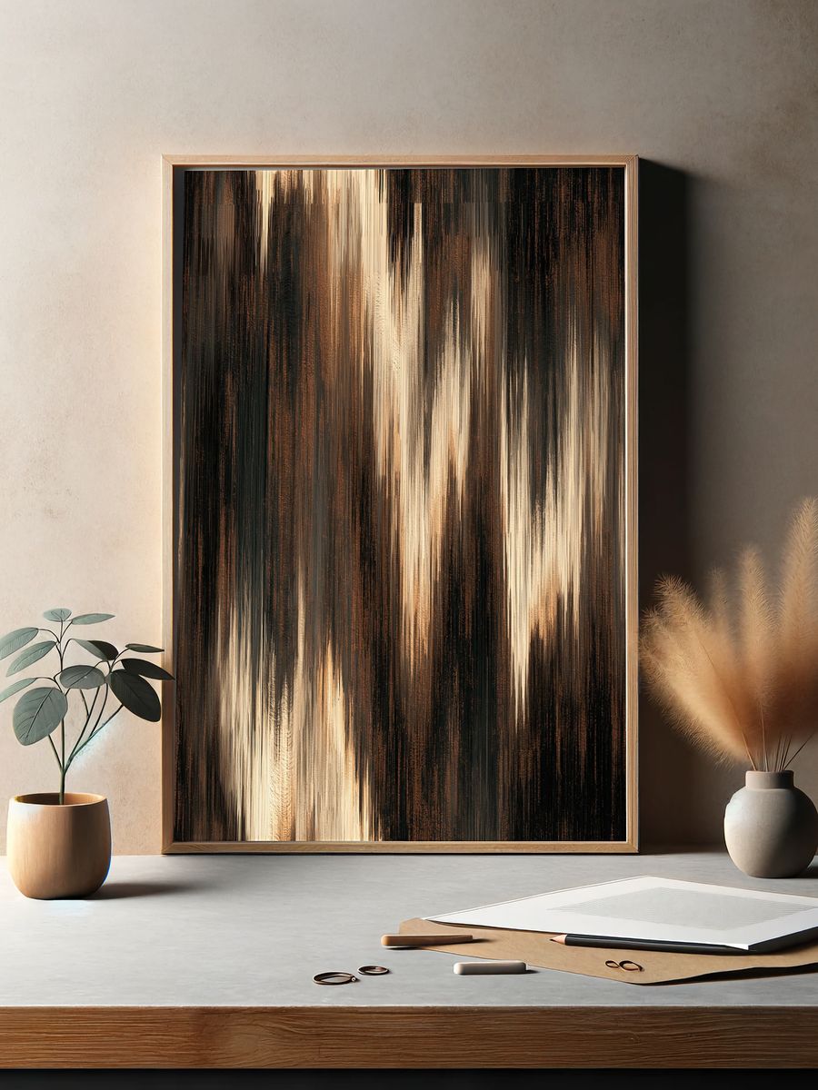 Earth-Tone Abstract Streaks Poster. — room view 2
