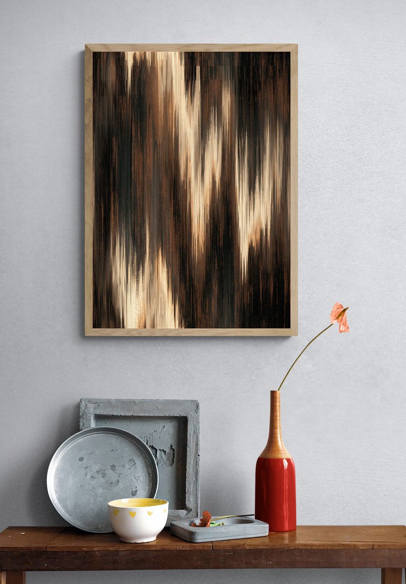Earth-Tone Abstract Streaks Poster. — room view 3