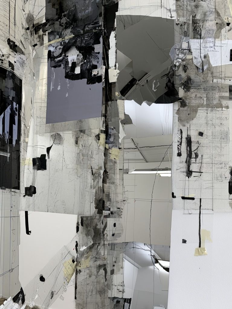 Monochrome Architectural Collage Poster. poster — abstract art