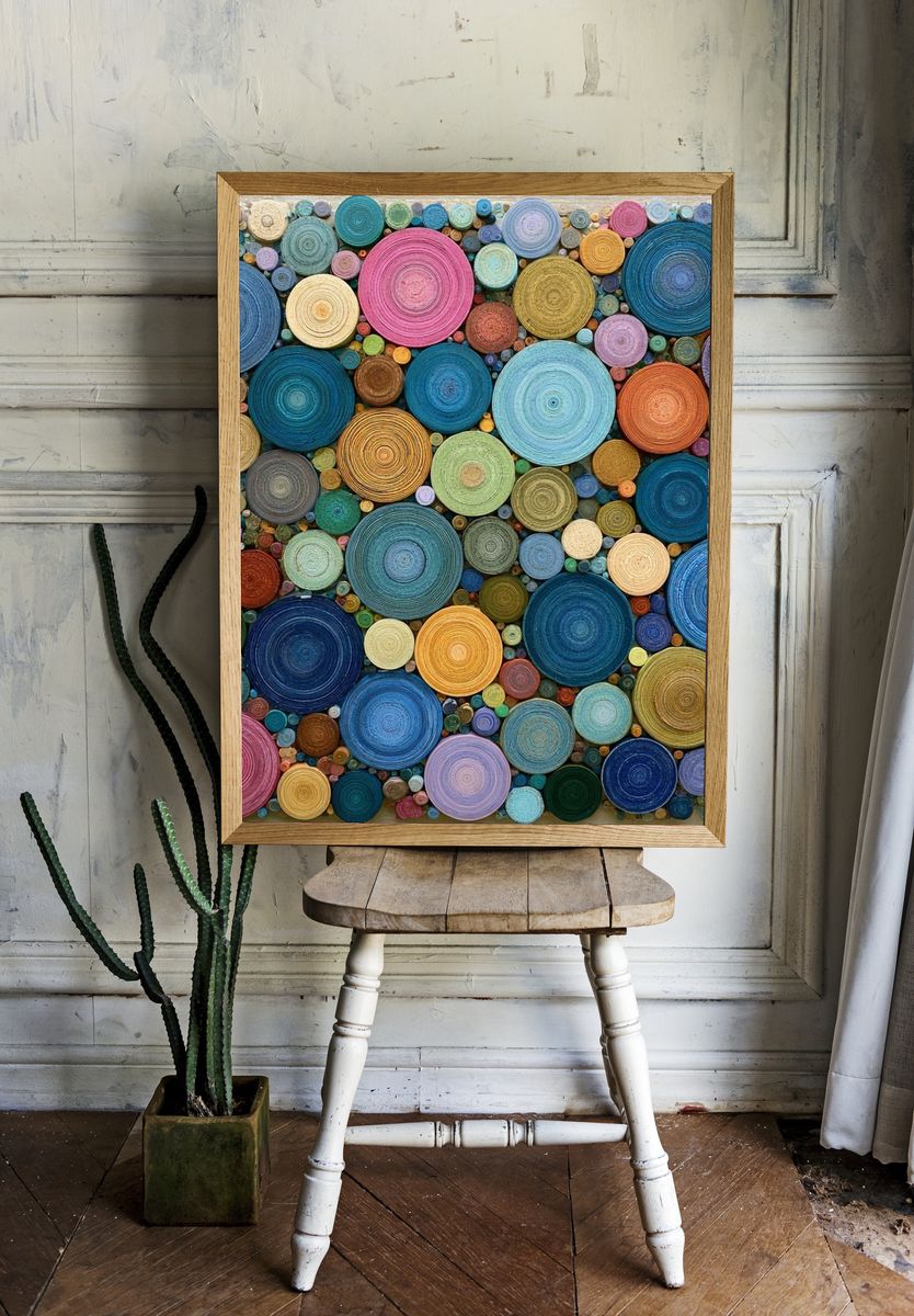 Colorful Circular Texture Abstract Poster. — room view 1