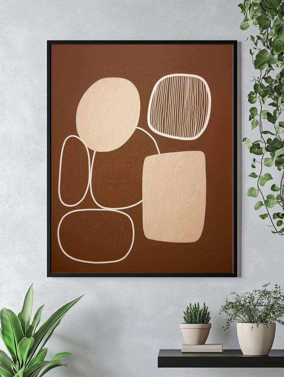 Earth Tone Abstract Shapes Poster. — room view 4