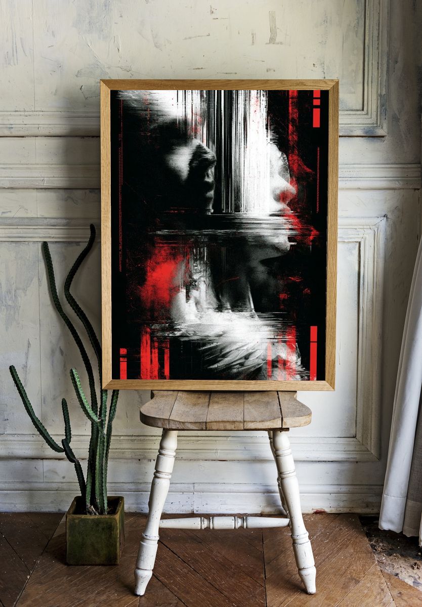 Glitch Noir Abstract Poster. — room view 1
