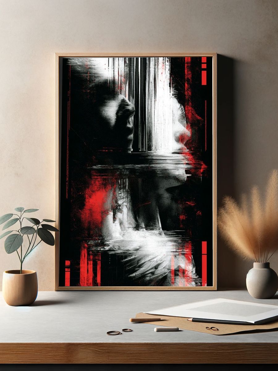 Glitch Noir Abstract Poster. — room view 2